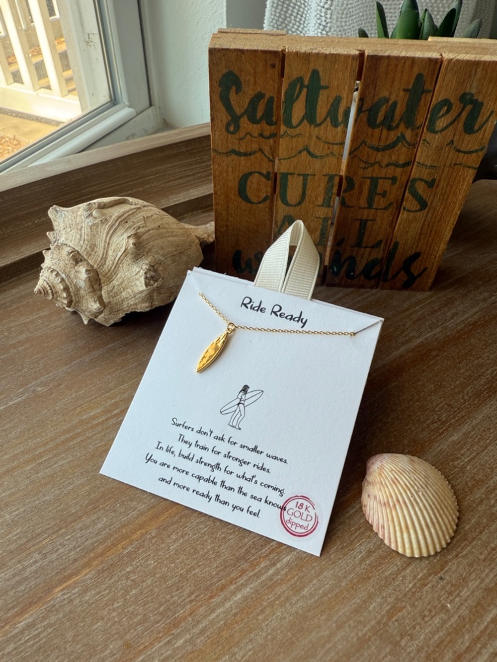 Gold Surfboard Pendant Necklace - Picture 9 of 13